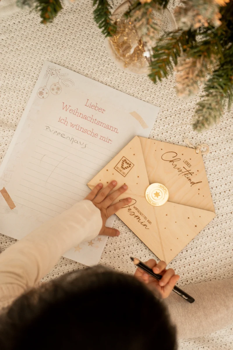 Weihnachtsbrief an Christkind oder Weihnachtsmann für Kinder Umschlag