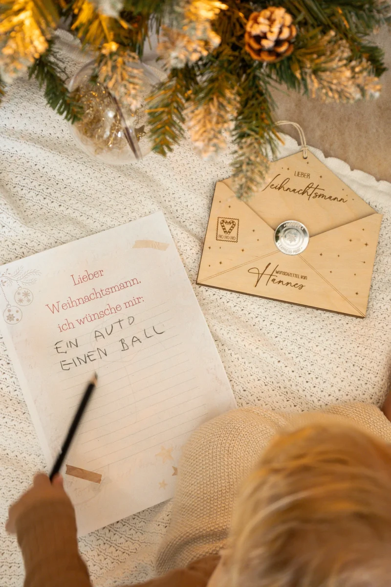 Weihnachtsbrief an Christkind oder Weihnachtsmann für Kinder Umschlag