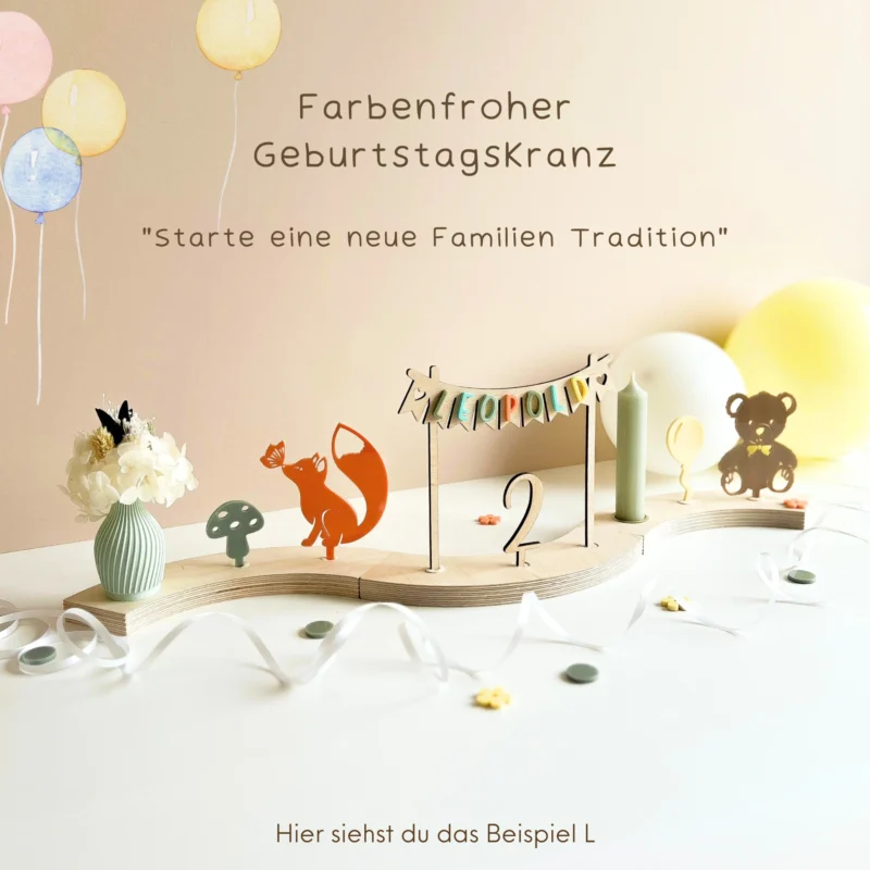 Personalisierter Geburtstagskranz aus Holz für Kinder
