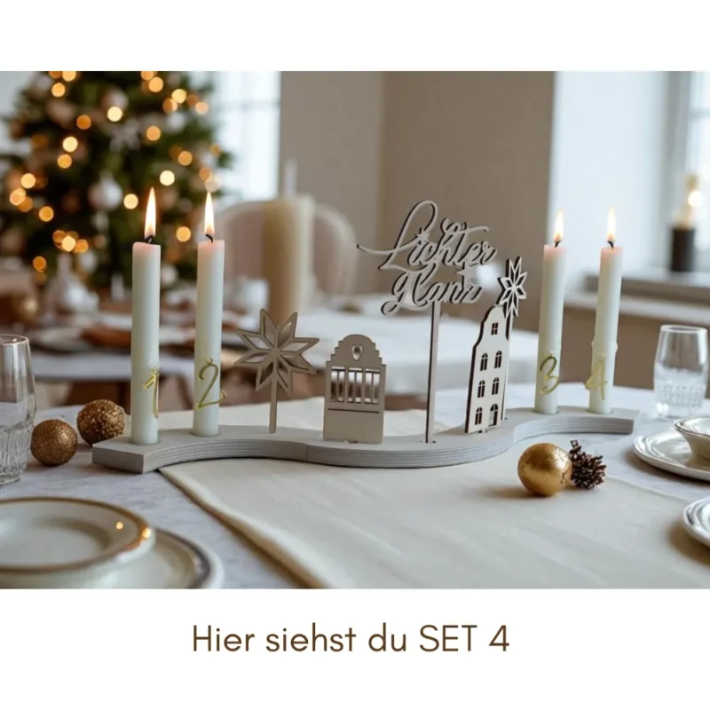 Adventskranz modern mit Holzbögen – Bild 7