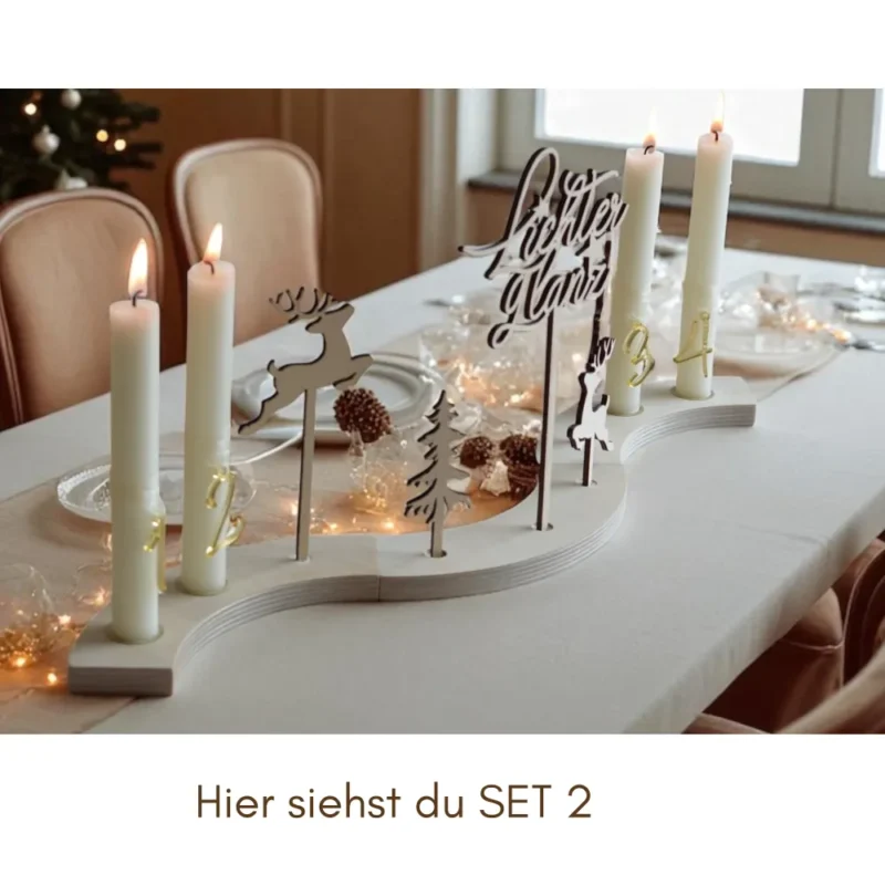 Adventskranz modern mit Holzbögen – Bild 4