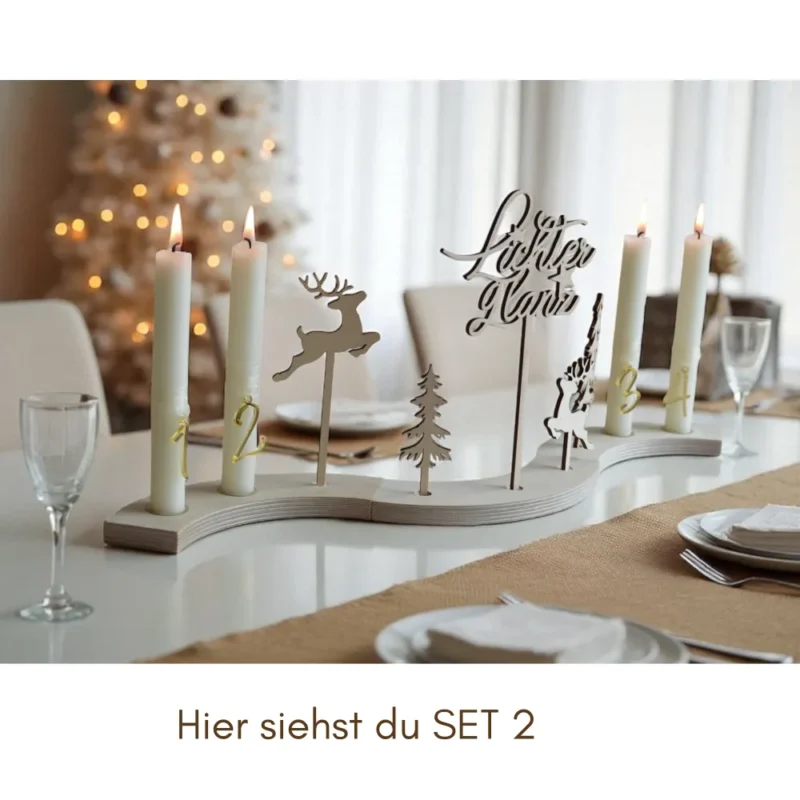 Adventskranz modern mit Holzbögen – Bild 3