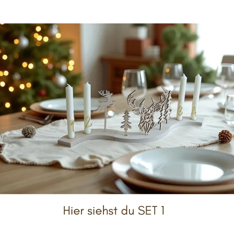 Adventskranz modern mit Holzbögen – Bild 2
