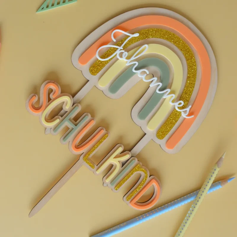 Cake Topper Schulkind und Regenbogen – Bild 9