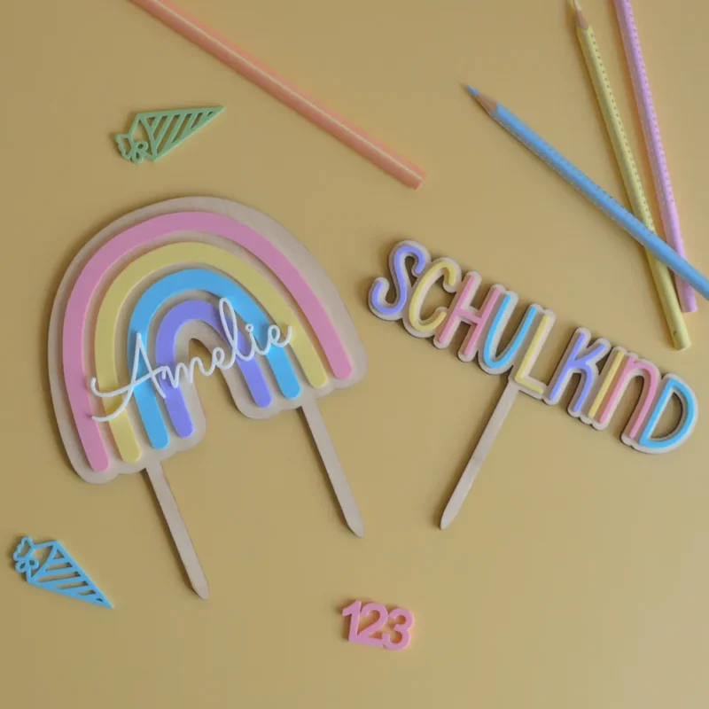 Cake Topper Schulkind und Regenbogen – Bild 6