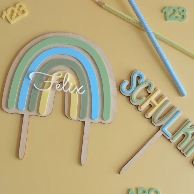 Cake Topper Schulkind und Regenbogen – Bild 5