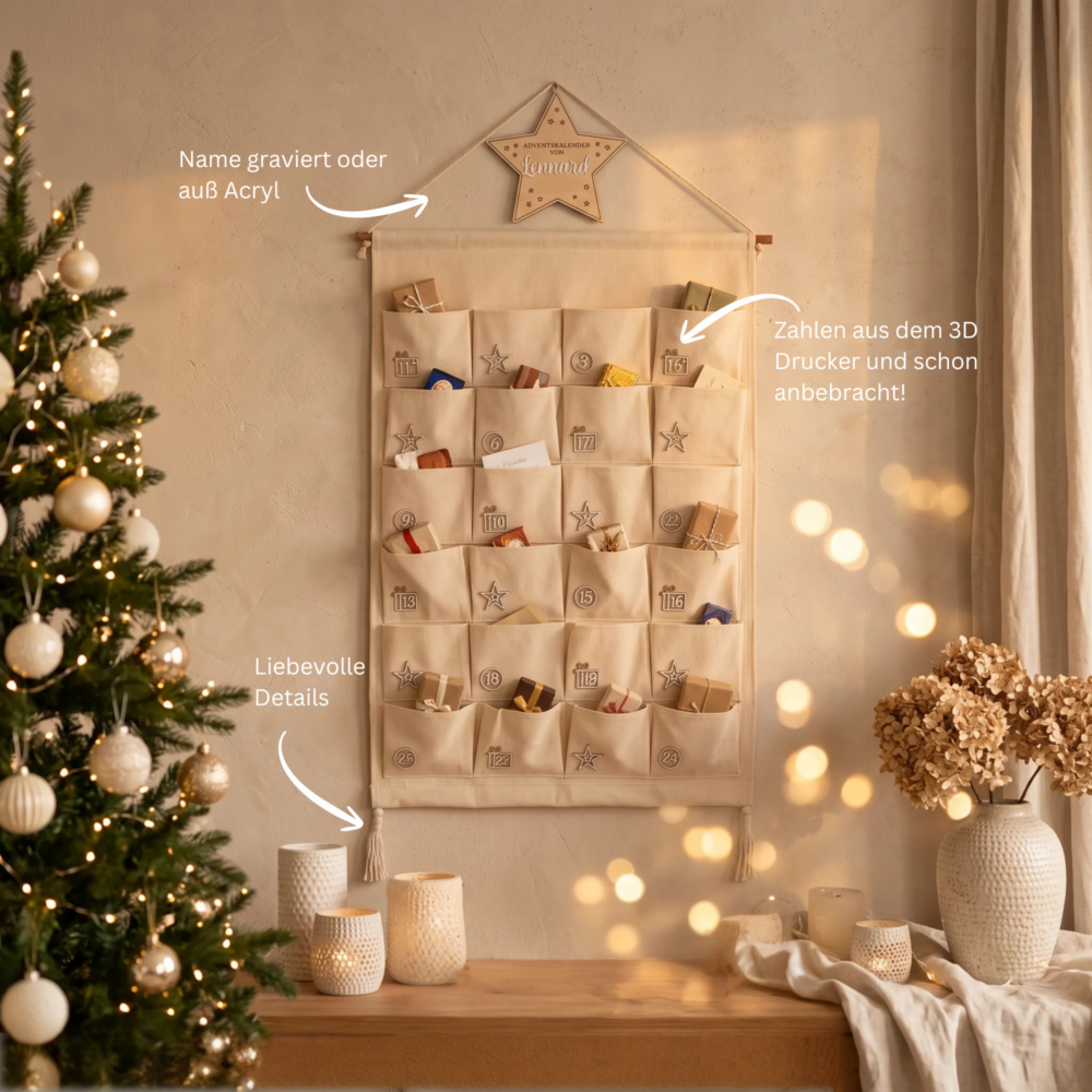 Personalisierter Adventskalender zum Befüllen mit Holzstern